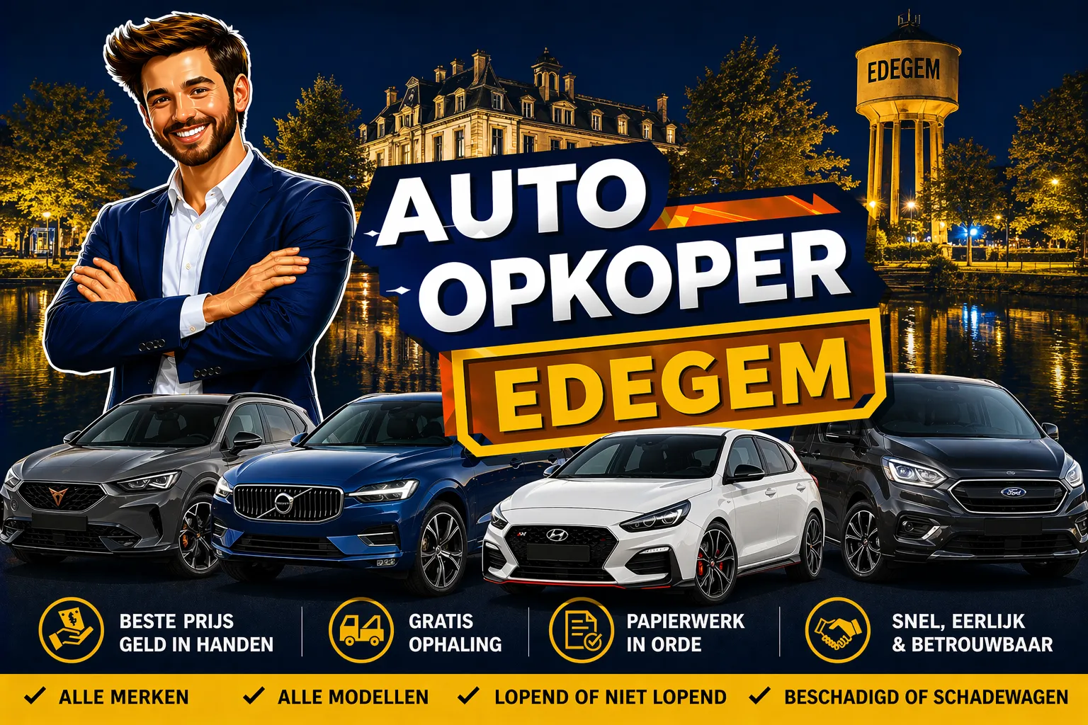Auto verkopen Edegem aan auto opkoper Bram - diesel, benzine, hybride en EV opkoper voor heel Edegem en randgemeenten in Antwerpen, sterke export en gratis ophaling