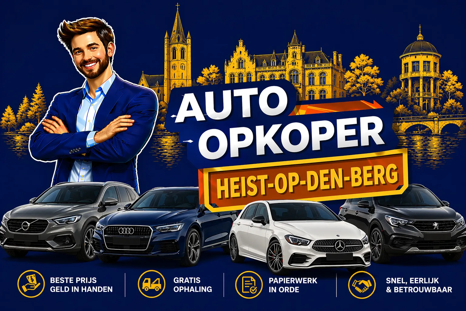 Auto verkopen Heist-op-den-Berg aan auto opkoper Bram - diesel, benzine, hybride en EV opkoper voor heel Heist-op-den-Berg en randgemeenten in Antwerpen, sterke export en gratis ophaling