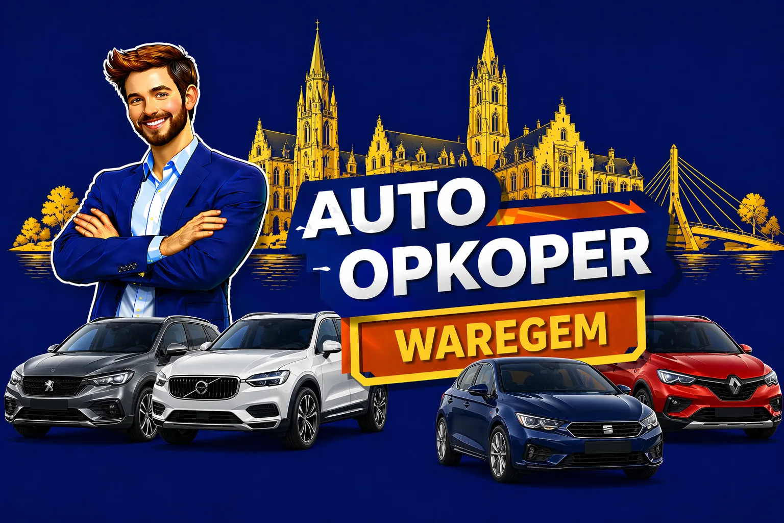 Auto verkopen Waregem aan auto opkoper Bram - diesel, benzine, hybride en EV opkoper voor heel Waregem en randgemeenten in West-Vlaanderen, sterke export en gratis ophaling