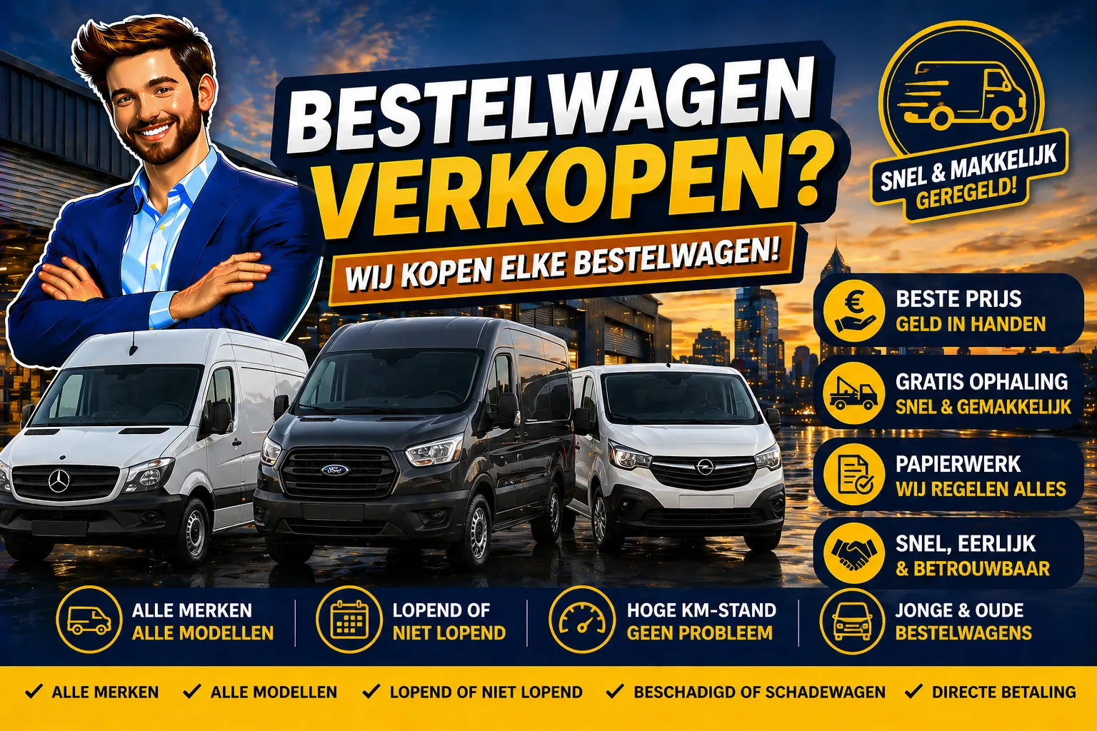 Bestelwagen verkopen in België aan Auto Opkoper Bram - alle merken bestelbusjes en lichte vrachtwagens opkopen, jong of oud, lopend of niet lopend