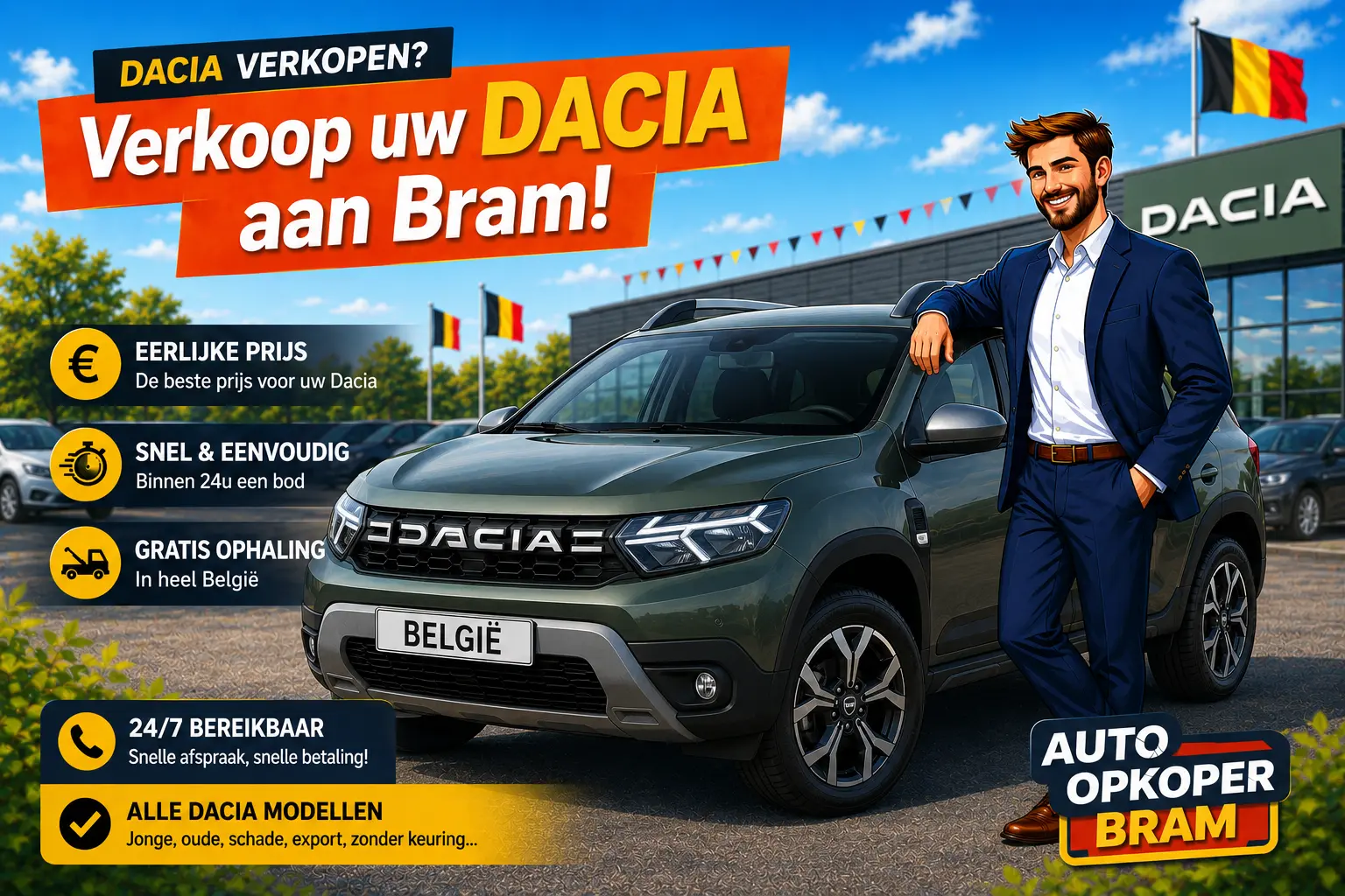 Dacia verkopen in Vlaanderen en Belgie aan Auto Opkoper Bram - Sandero, Logan, Duster, Jogger en Spring opkoper, ook met ECO-G LPG- of dCi-issues