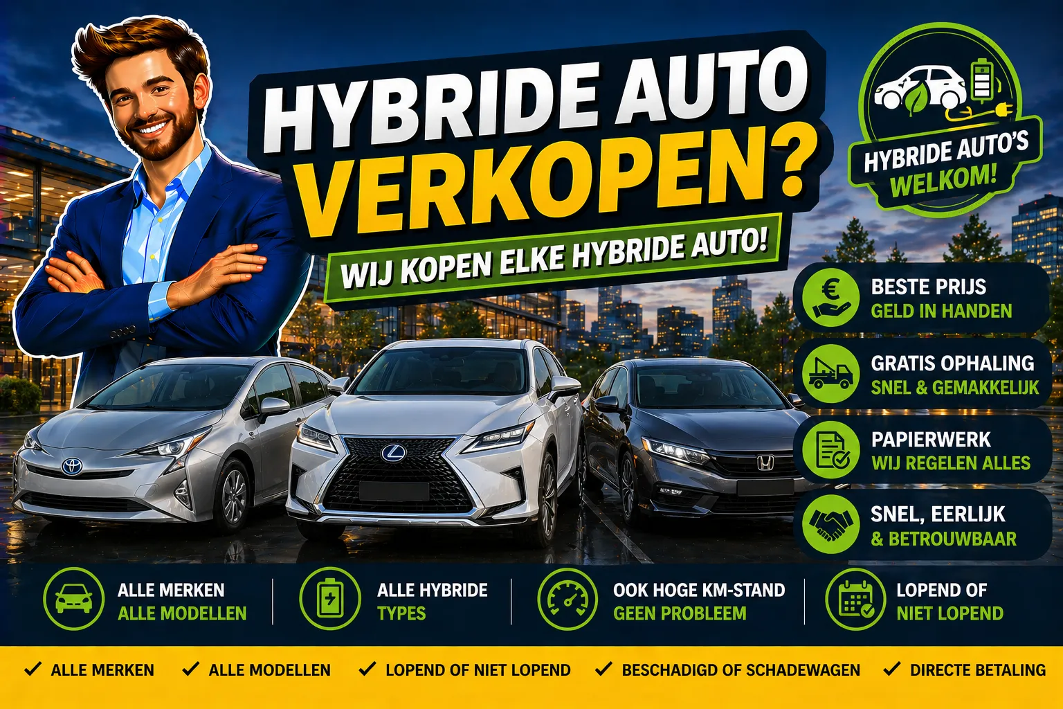 Hybride auto verkopen in België aan Auto Opkoper Bram - full hybrid, mild hybrid en plug-in hybrid wagens opkopen aan eerlijke prijs