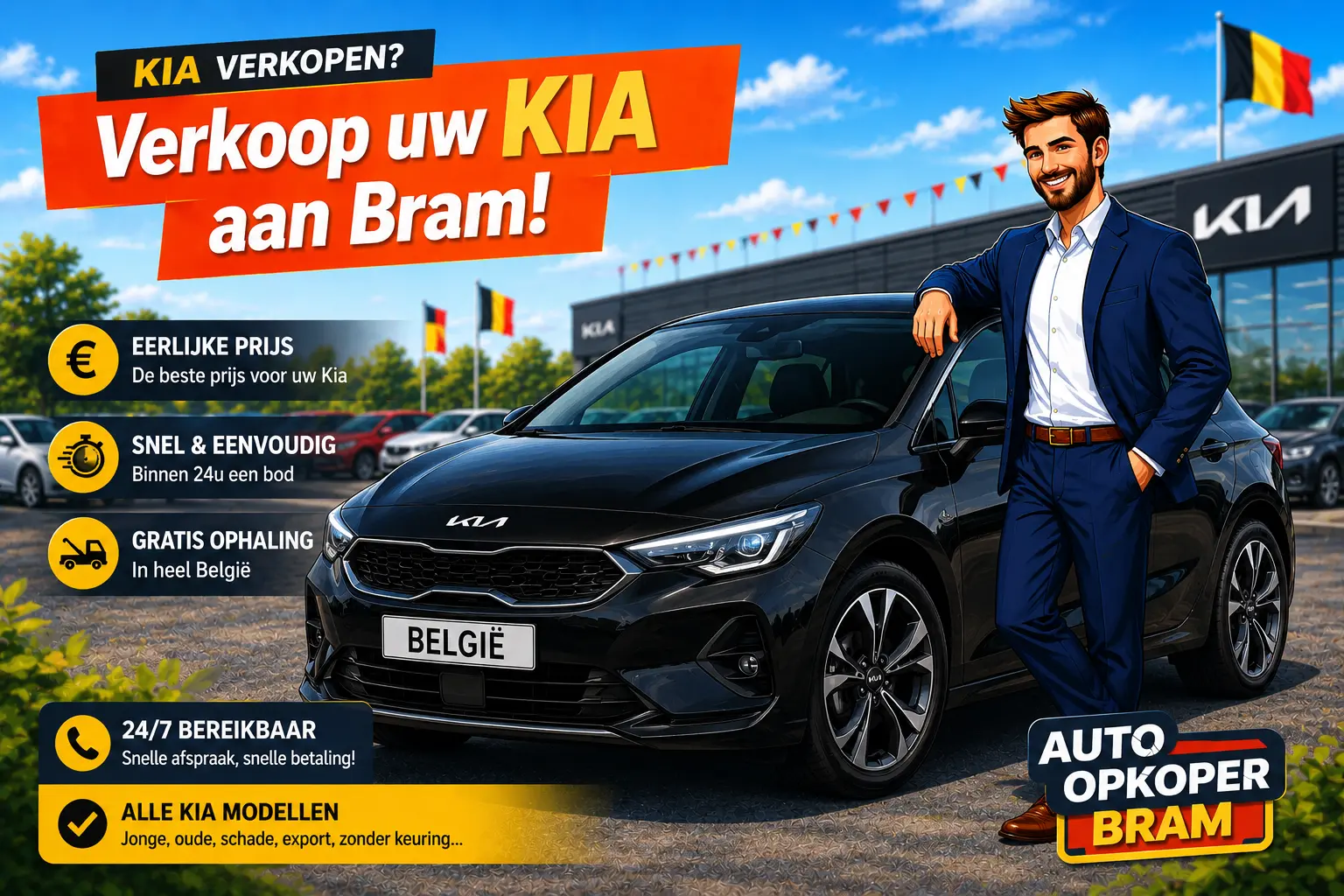 Kia verkopen in Vlaanderen en Belgie aan Auto Opkoper Bram - Picanto, Ceed, Stonic, Sportage, Niro en EV6 opkoper, ook met DCT- of CRDi-issues