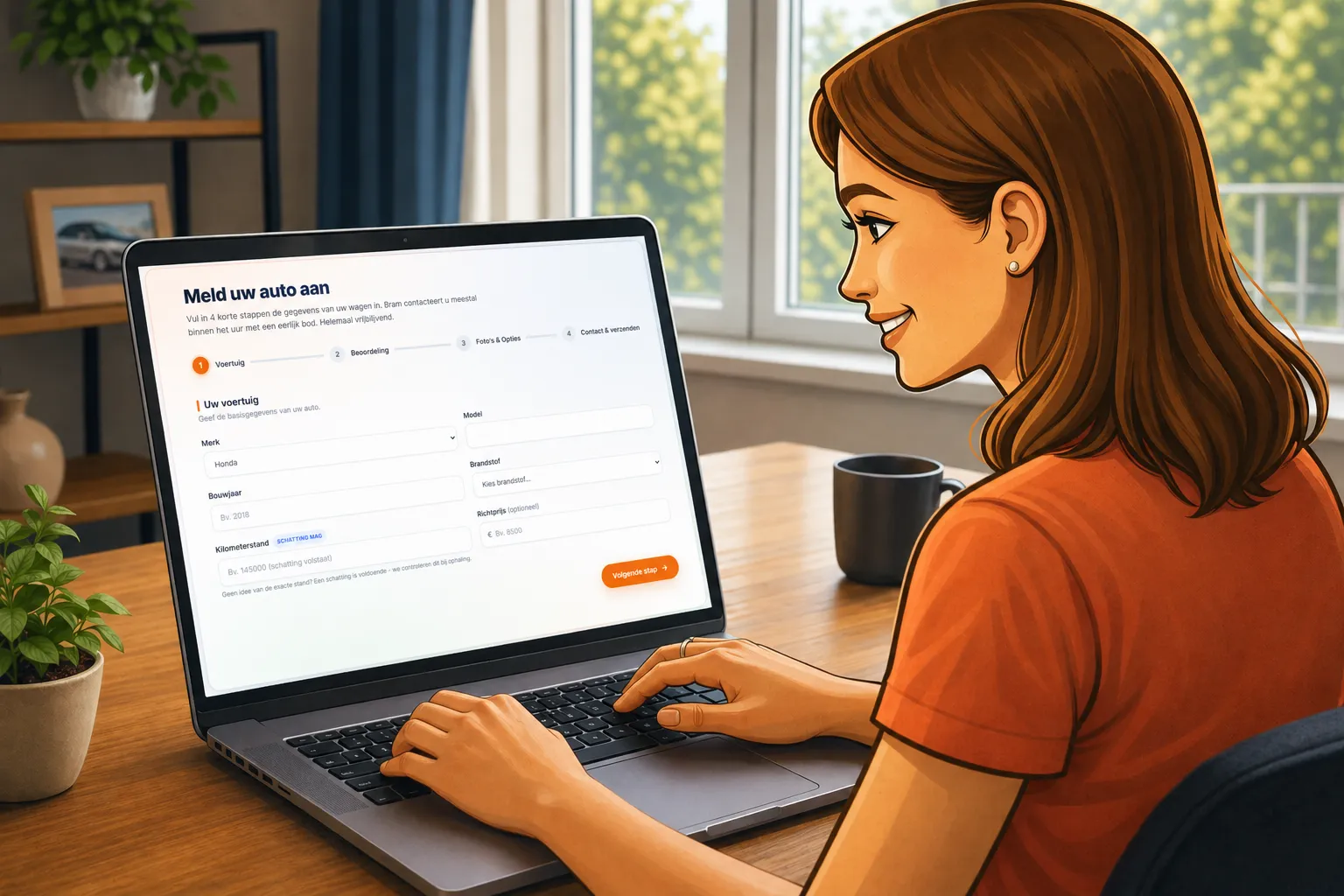 Stap 1 - Auto online aanmelden voor verkoop in België via het aanmeldformulier van Auto Opkoper Bram, in 60 seconden klaar met directe schatting